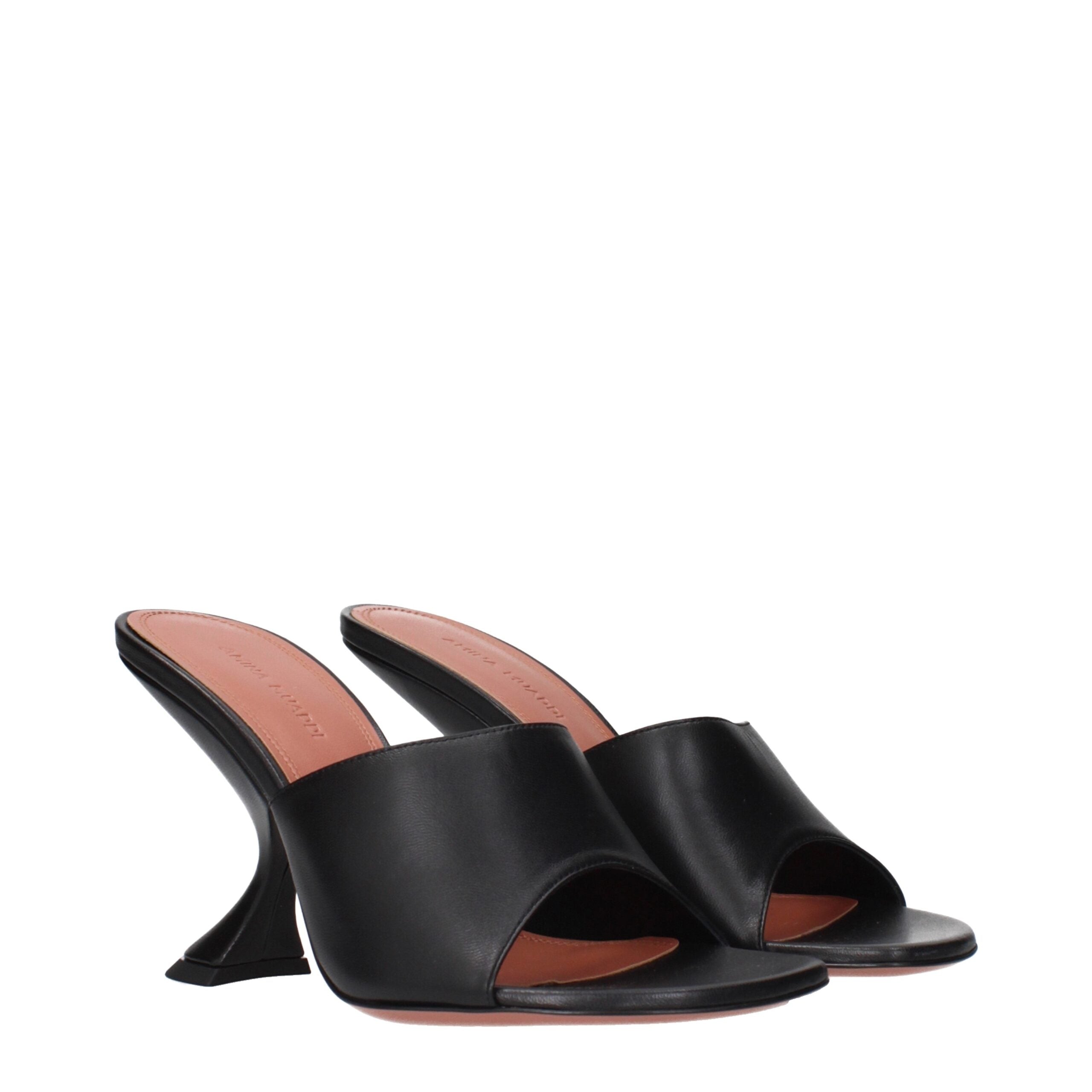 Amina Muaddi Black Stiletto Sandals