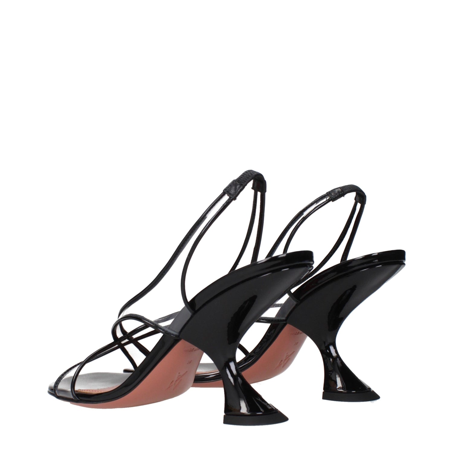 Amina Muaddi Black Leather Sandals