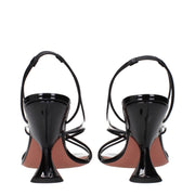 Amina Muaddi Black Leather Sandals