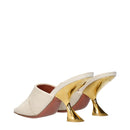 Amina Muaddi Golden Beige Slipper Sandals