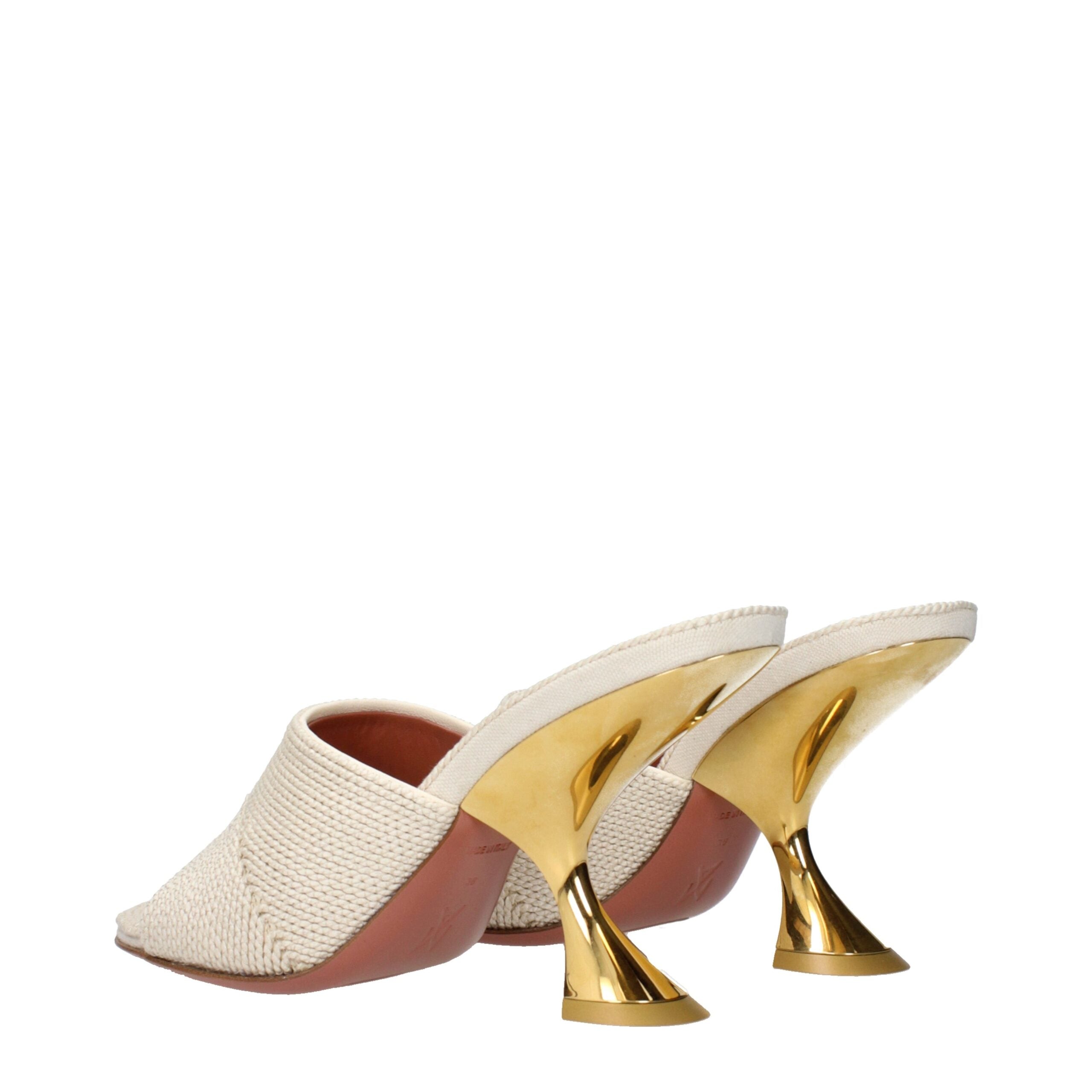 Amina Muaddi Golden Beige Slipper Sandals