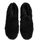 Dolce & Gabbana Black Fur Men's Slippers