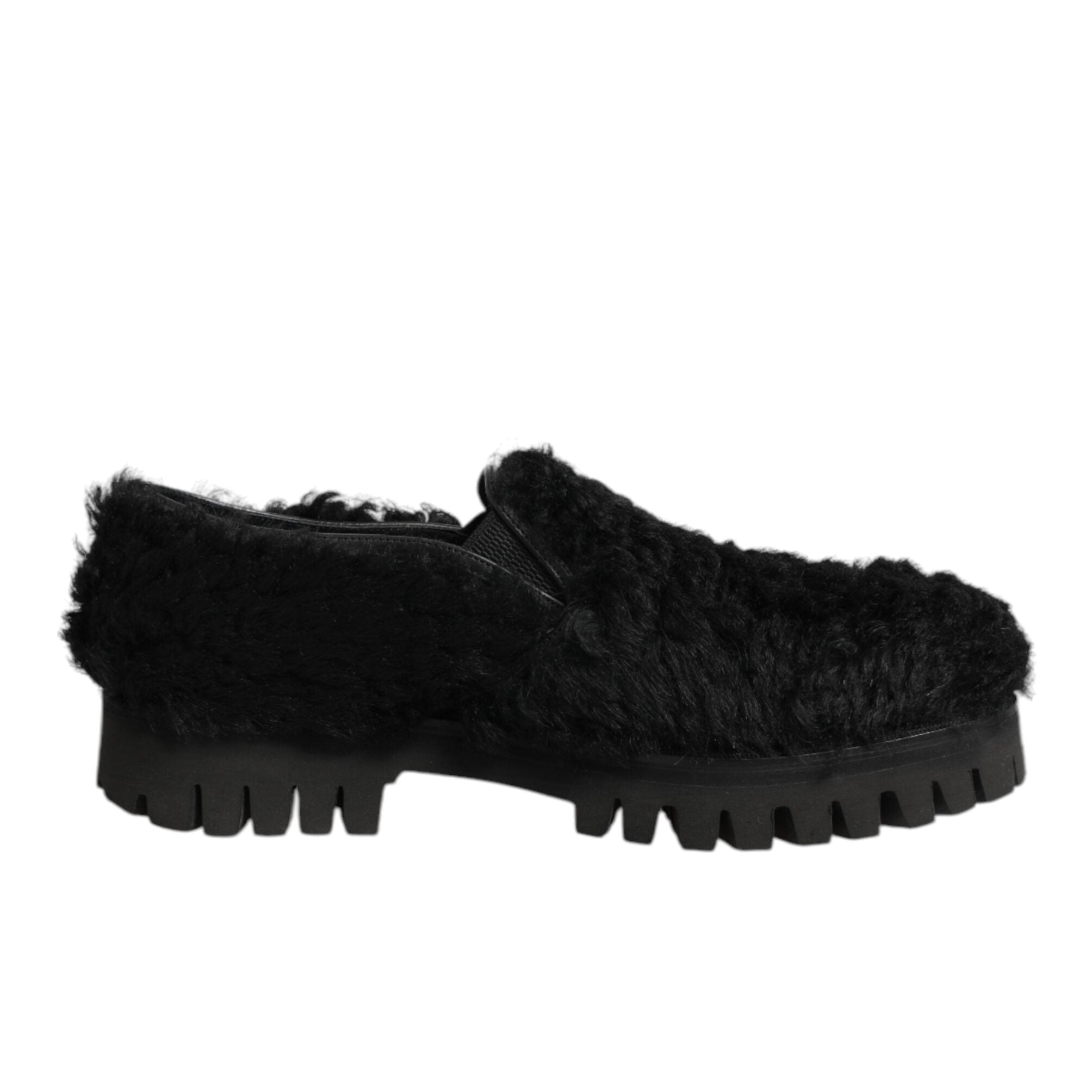 Dolce & Gabbana Black Fur Men's Slippers