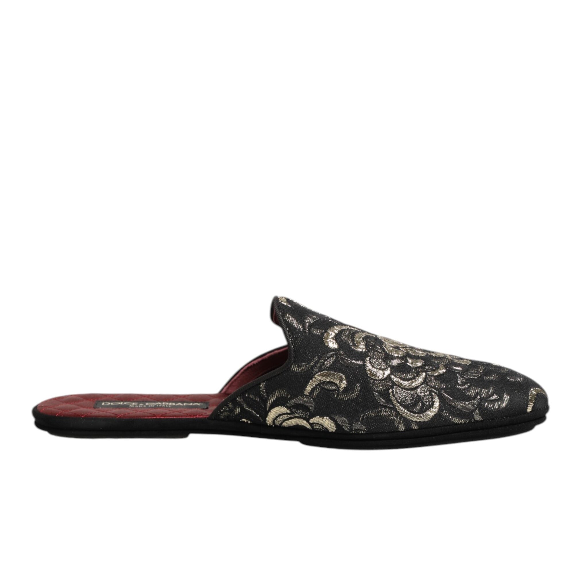 Dolce & Gabbana Black Jacquard Slide Slippers