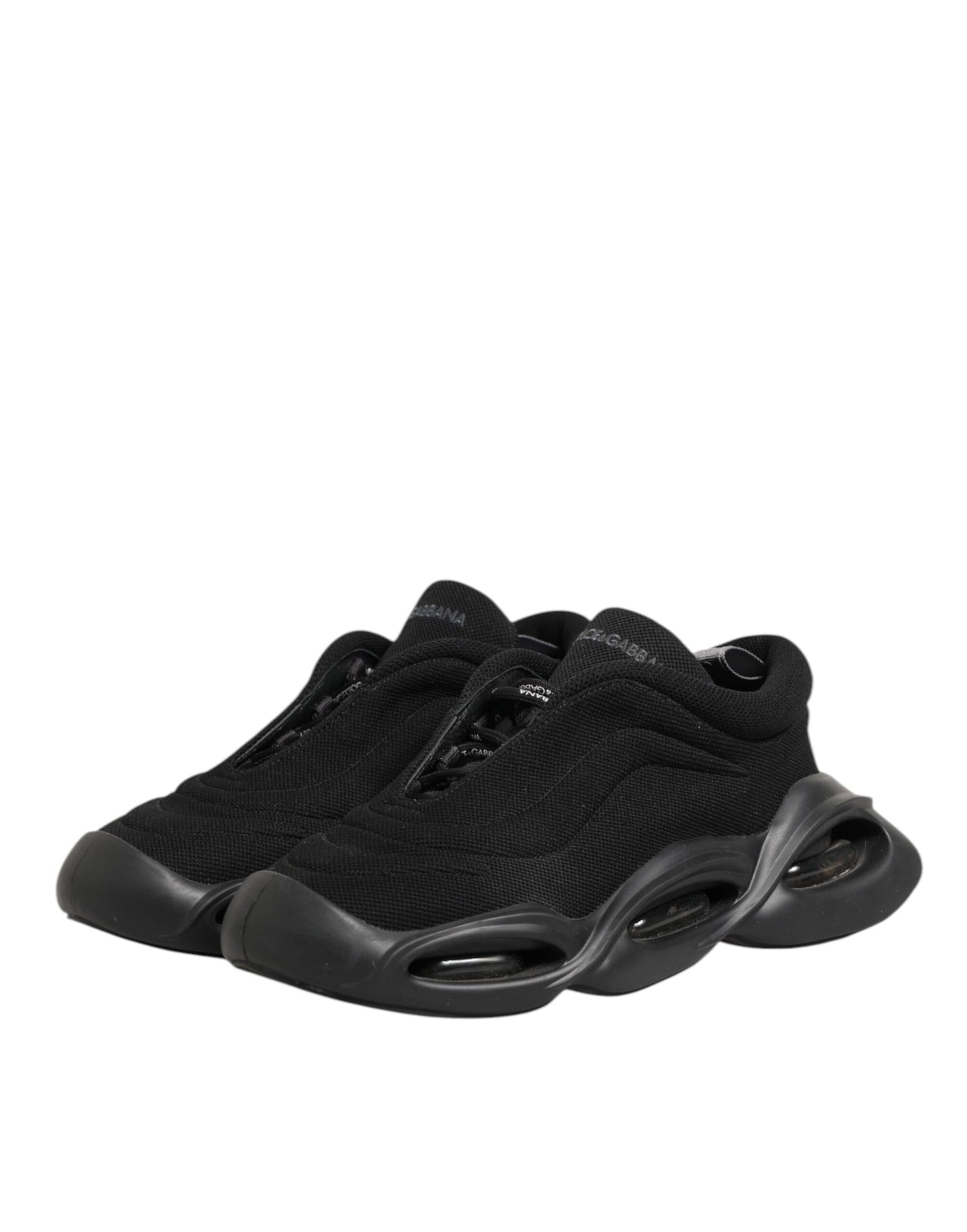 Dolce & Gabbana Black Lace Up Wave Low Top Men Sneaker Shoes