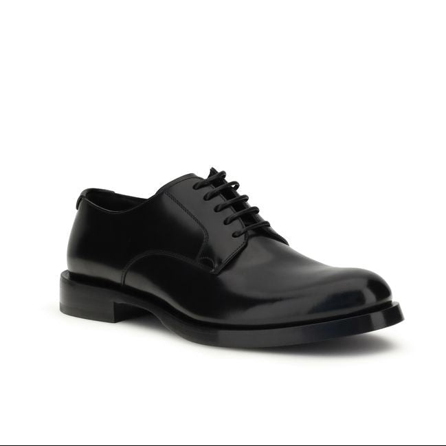 Black dress shoe on a white background