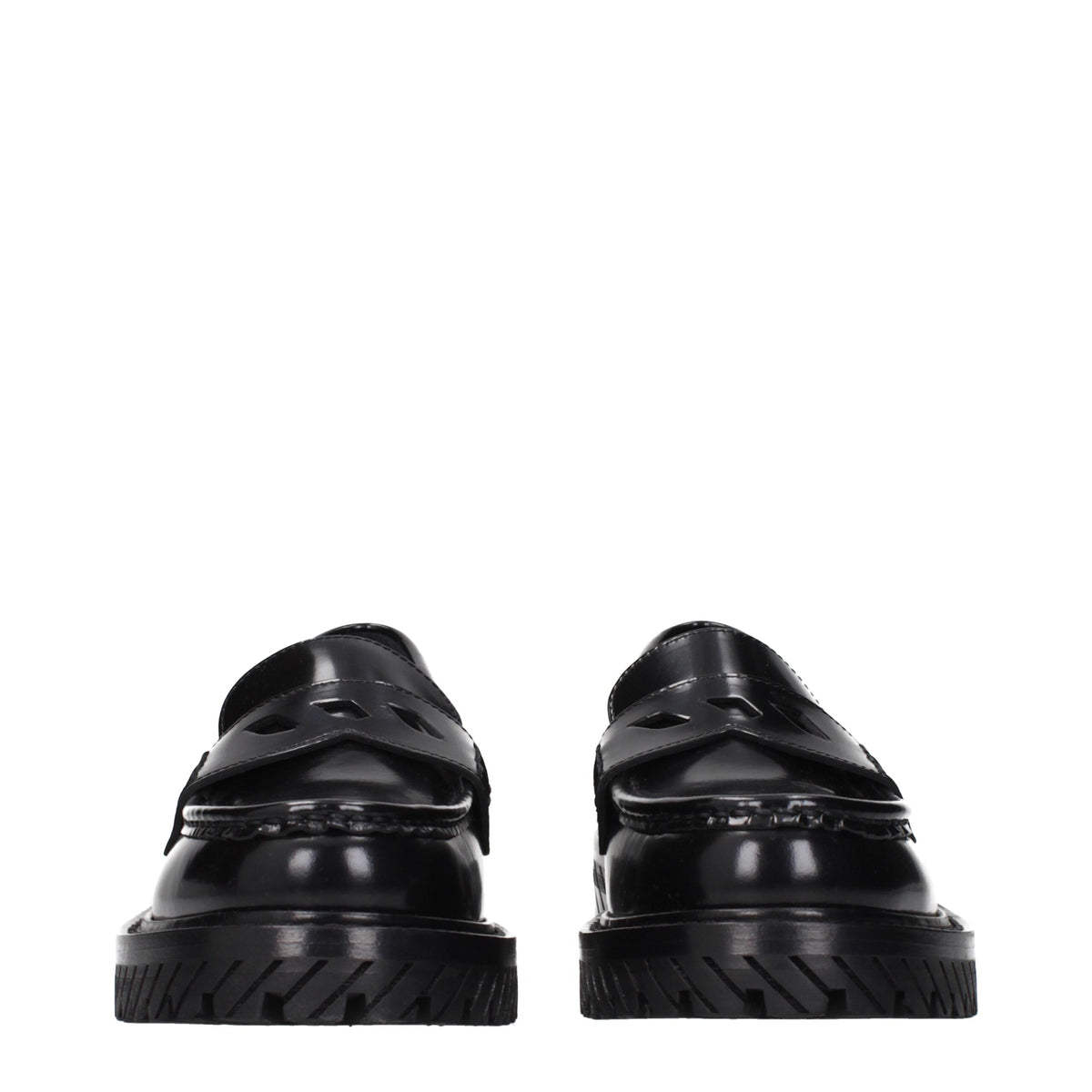 Off-White Black Leather Slip-On Loafers