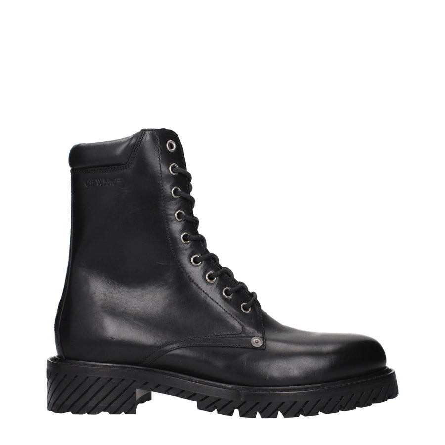 Off-White Black Leather Boots