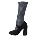 Dolce & Gabbana Black Crystal Mary Janes Booties Shoes