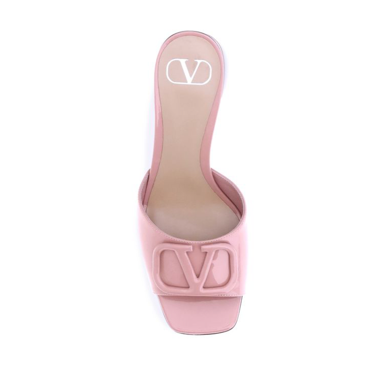 Valentino Garavani Vlogo Pink Patent slide Sandals