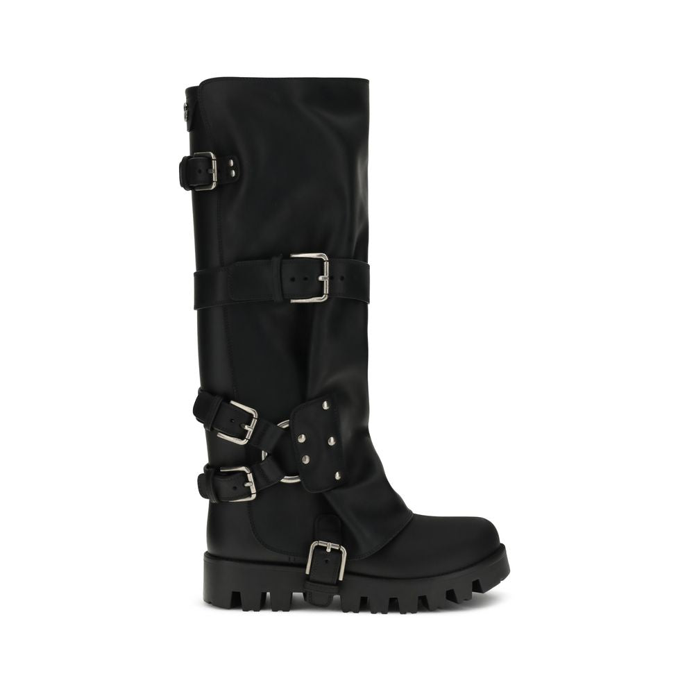Dolce & Gabbana Black Leather Biker Boots