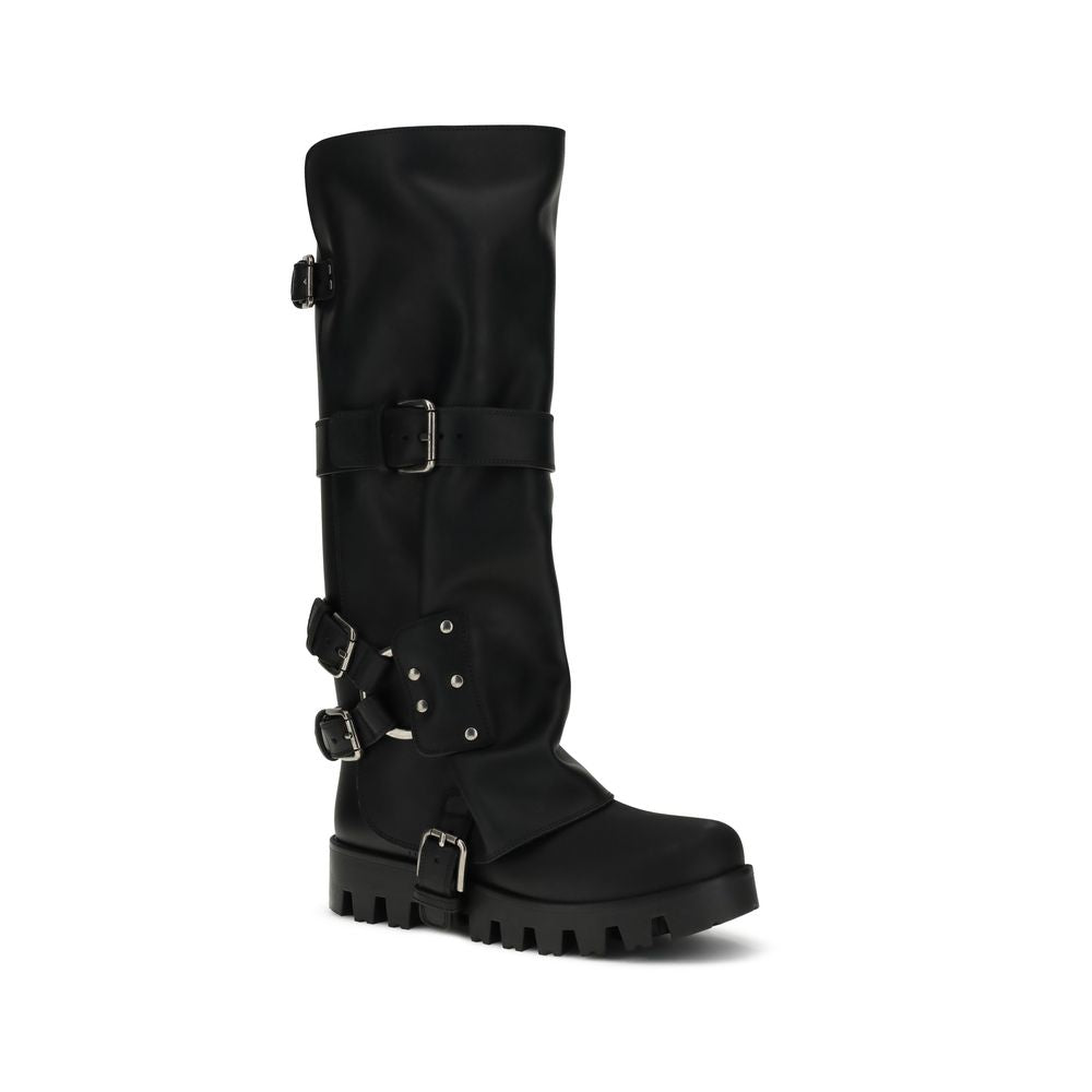 Dolce & Gabbana Black Leather Biker Boots