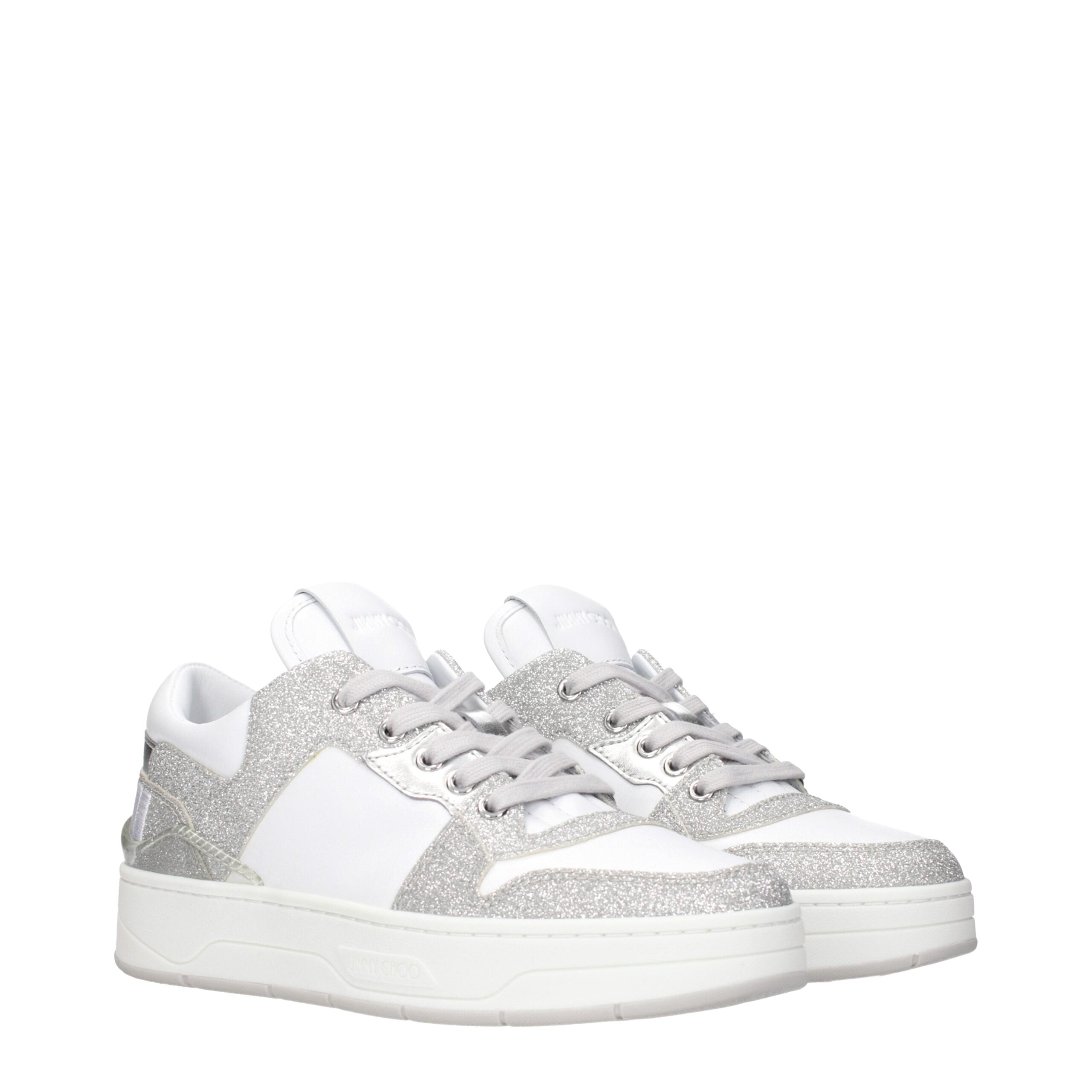 Jimmy Choo White Glitter Sneakers