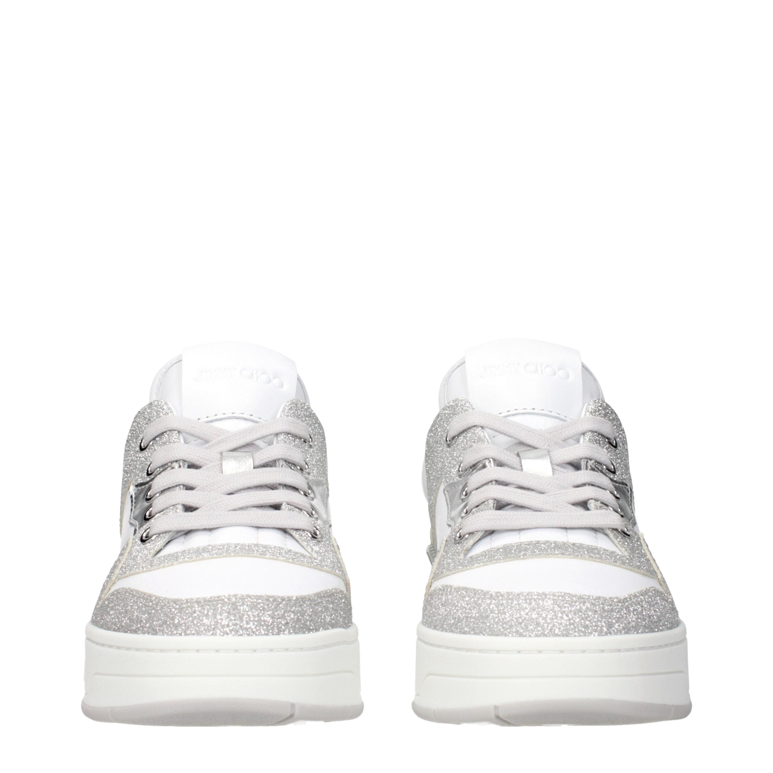 Jimmy Choo White Glitter Sneakers