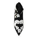 Dolce & Gabbana Black White Embroidery Slip On Boots Shoes