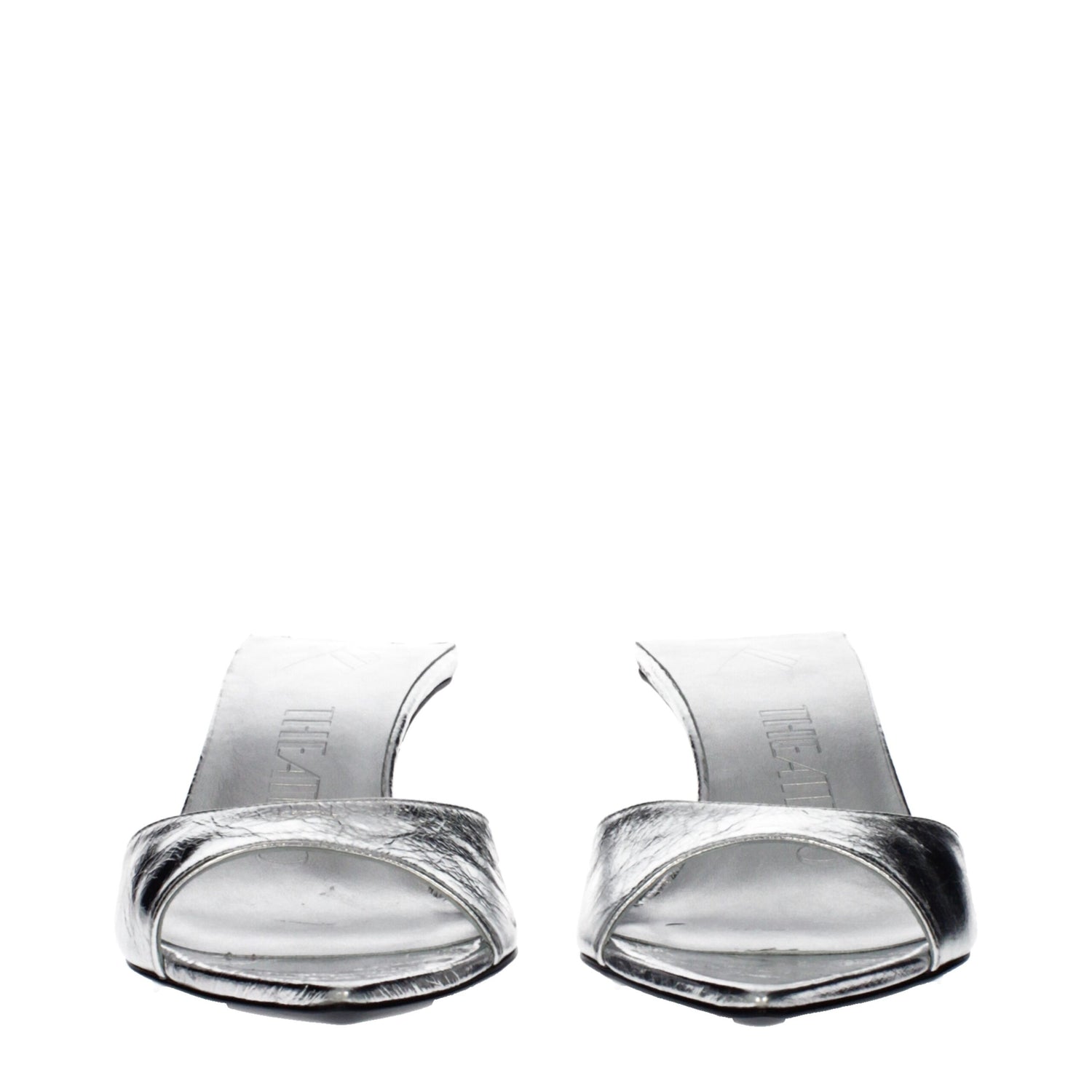 The Attico Gray Leather Flat Sandals