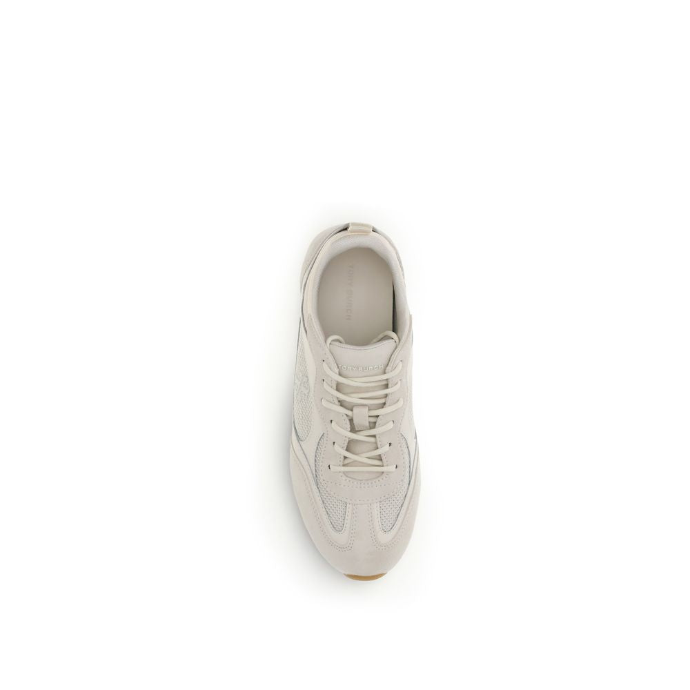 Tory Burch Cream Calf Leather Bos Taurus Low Top Sneakers