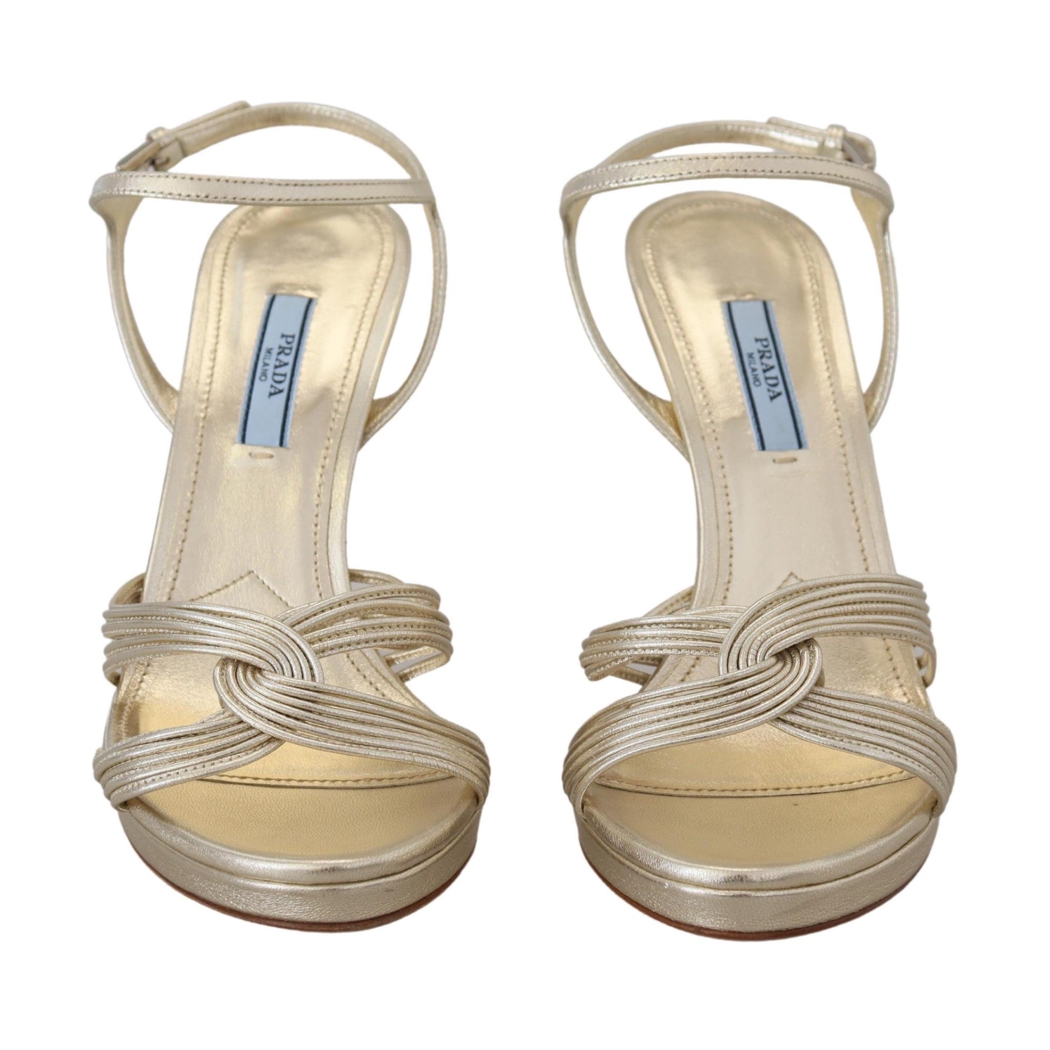Prada Elegant Gold Stiletto Sandals