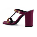 Versace Elegant Purple Calf Leather High Sandals
