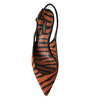 Dolce & Gabbana Black Orange Zebra Leather Slingbacks Shoes