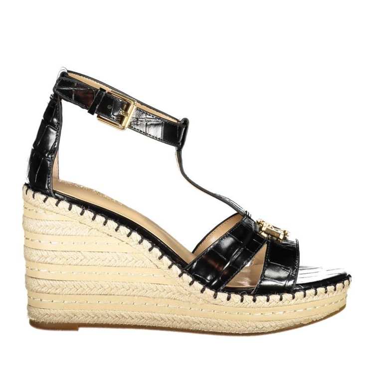 Ralph Lauren Black Croc Wedge Sandal
