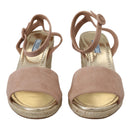 Prada Beige Suede Strap Wedges