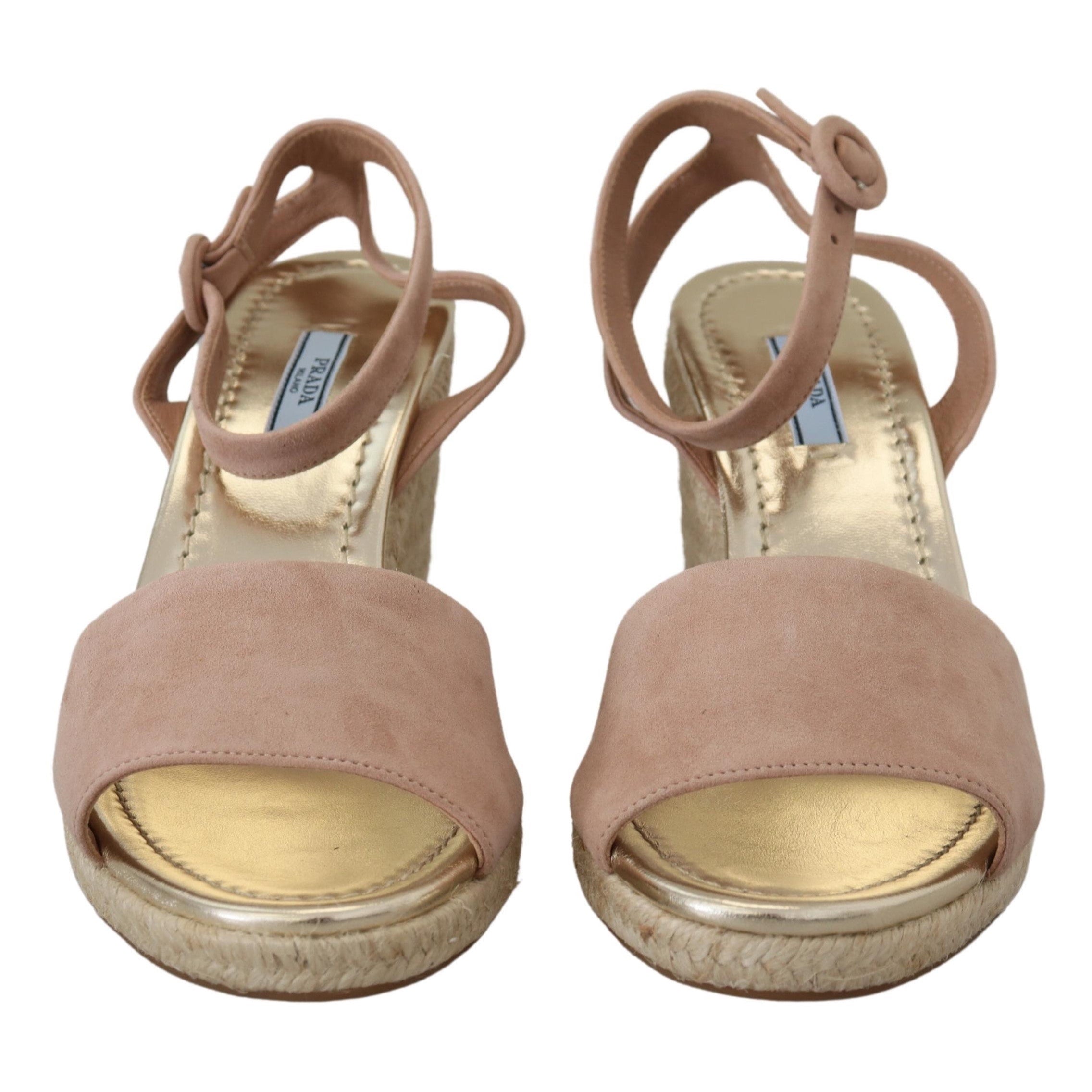 Prada Beige Suede Strap Wedges