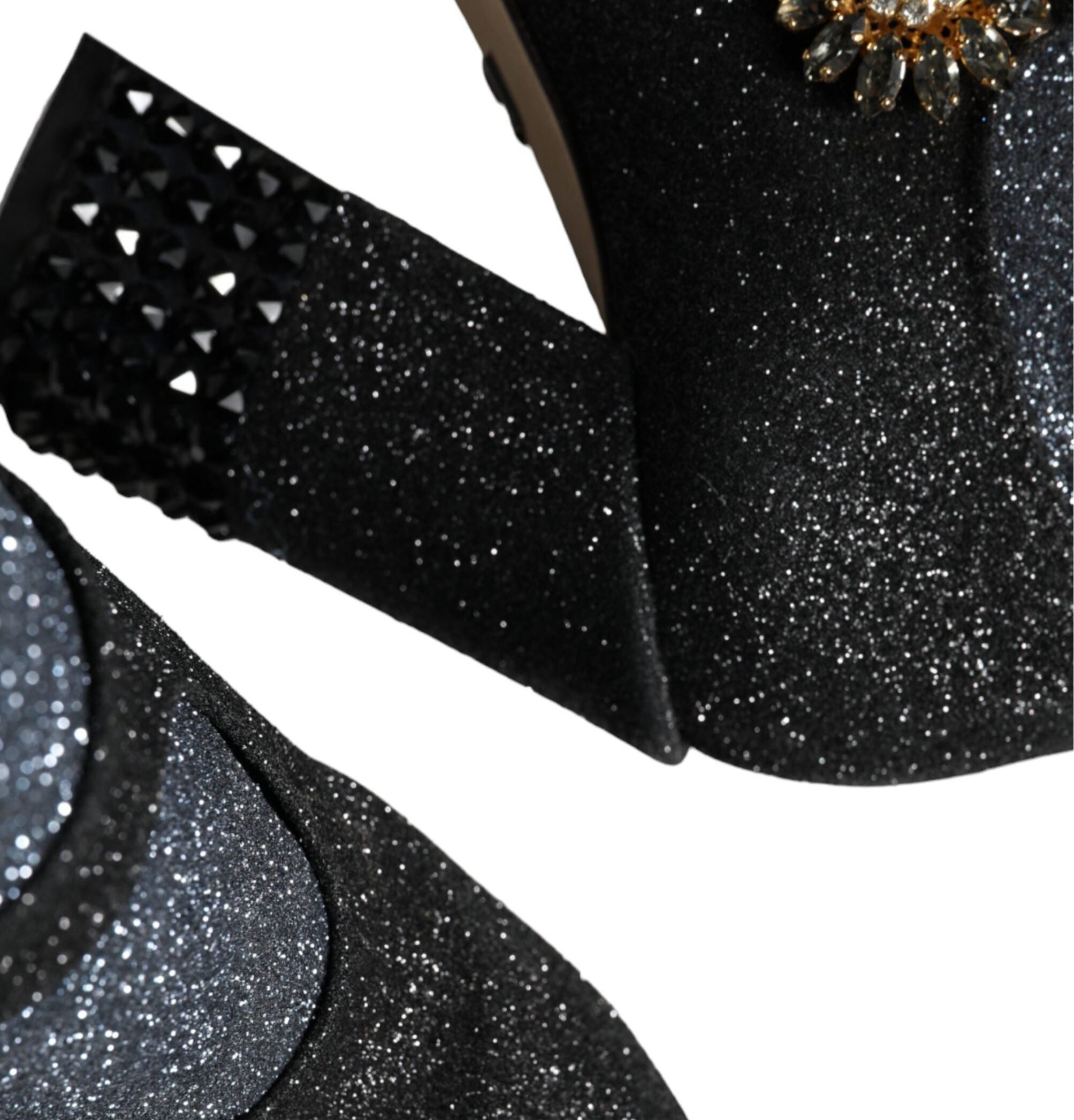 Dolce & Gabbana Black Crystal Mary Janes Booties Shoes