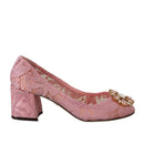 Dolce & Gabbana Pink Taormina Lace Crystal Pumps