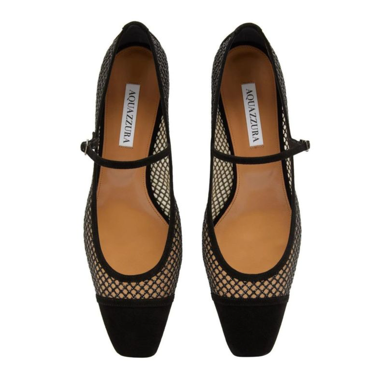 Aquazzura Mayor Crystals Mesh Pumps 35