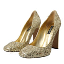 Dolce & Gabbana Gold Sequin Crystal Heels