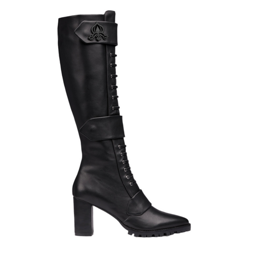 Michaela V Aspen Marta black Italian leather knee-high boots - front view