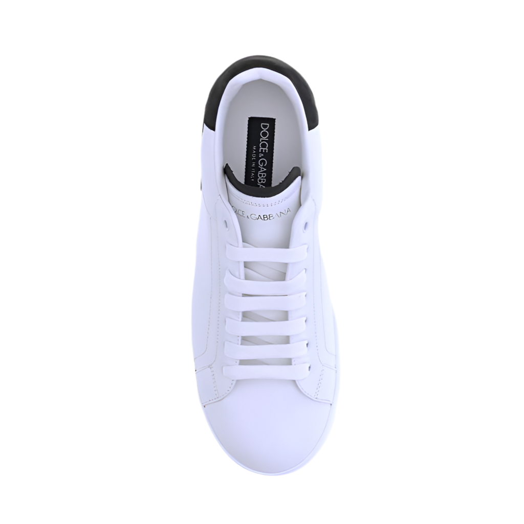 Dolce & Gabbana White Sneakers w Black Heel Detailing