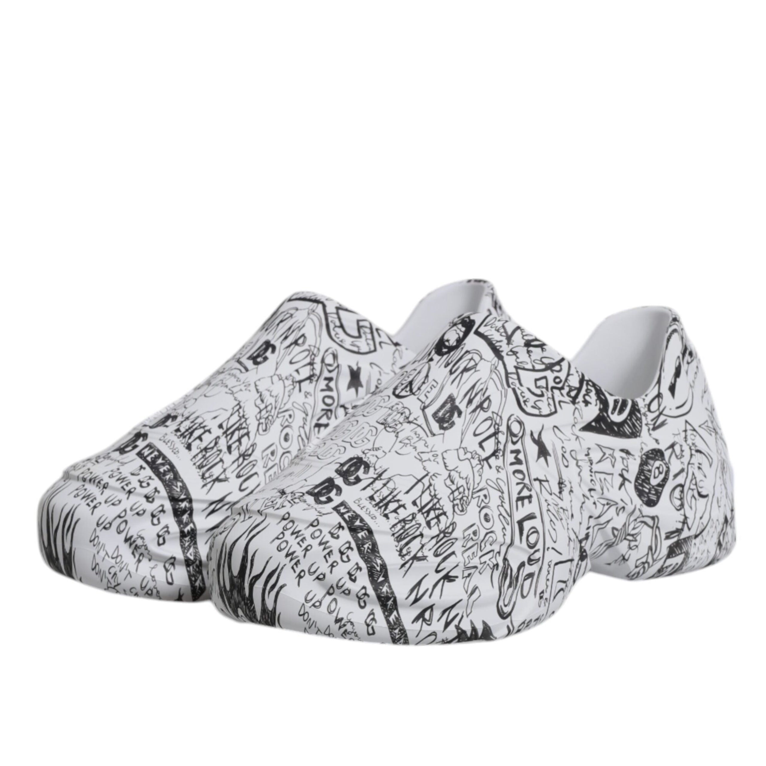 Dolce & Gabbana White Black Graffiti Daymaster Men’s Shoes