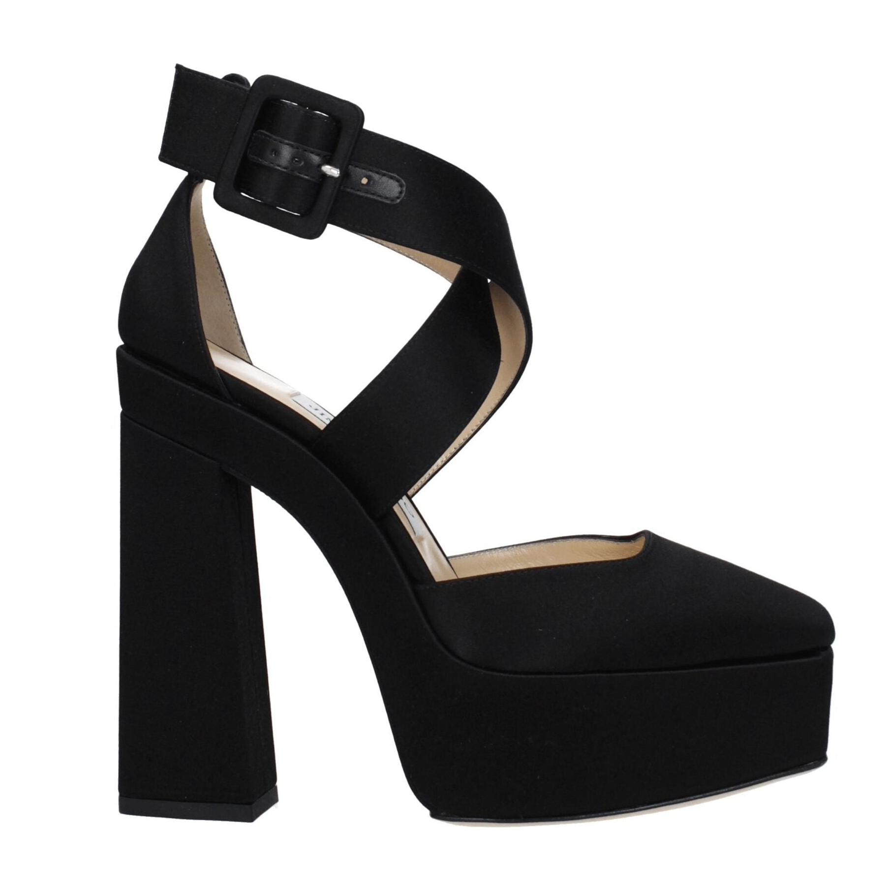 Jimmy Choo Black Satin Platform Sandal