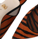 Dolce & Gabbana Black Orange Zebra Leather Slingbacks Shoes