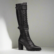 Michaela V Aspen Marta black leather boots - side profile