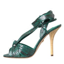 Dolce & Gabbana Green Exotic Leather Heels Sandals Shoes