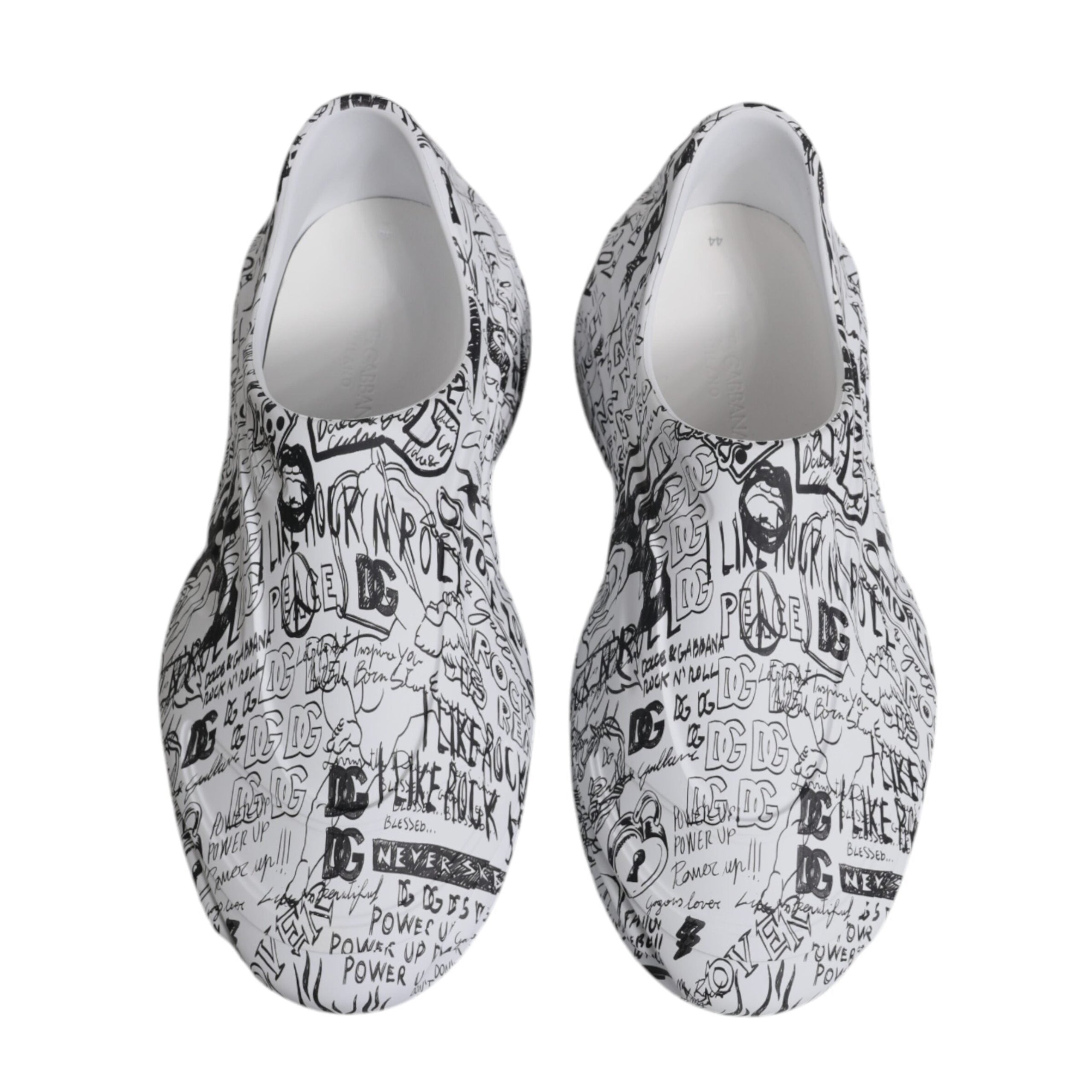 Dolce & Gabbana White Black Graffiti Daymaster Men’s Shoes