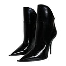 Dolce & Gabbana Black Patent Leather Pointed Ankle Boots Shoes