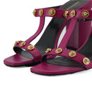 Versace Elegant Purple Calf Leather High Sandals