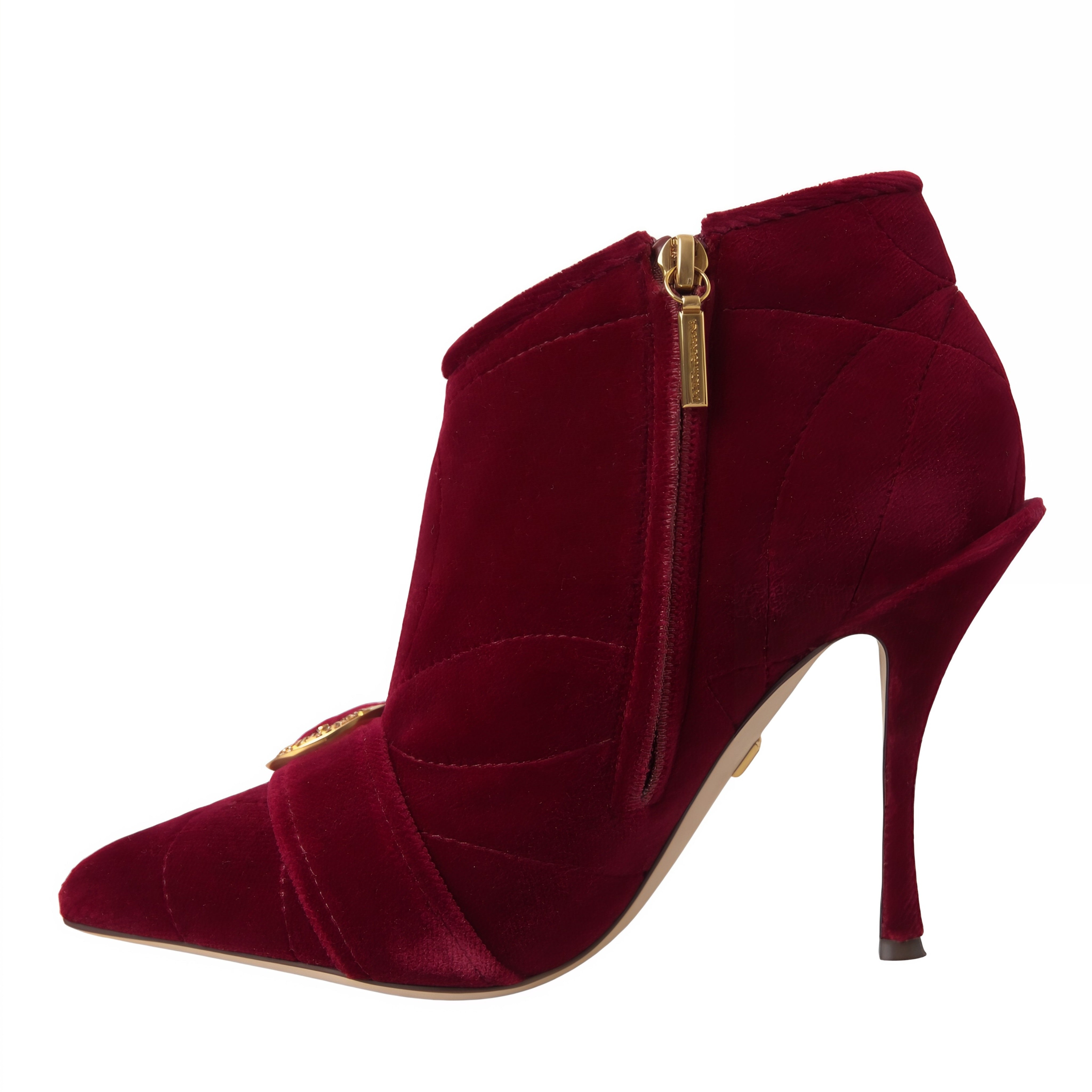 Dolce & Gabbana Dark Red Velvet Devotion Buckle Boots