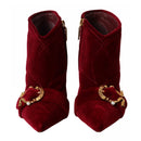 Dolce & Gabbana Dark Red Velvet Devotion Buckle Boots