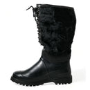 Dolce & Gabbana Lace Up Shearling Rain Boots