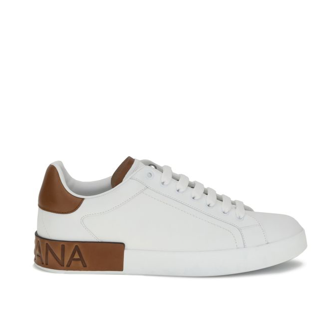 Dolce & Gabbana White & Chestnut Portofino Men's Sneakers