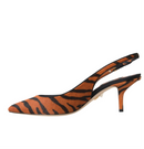 Dolce & Gabbana Black Orange Zebra Leather Slingbacks Shoes