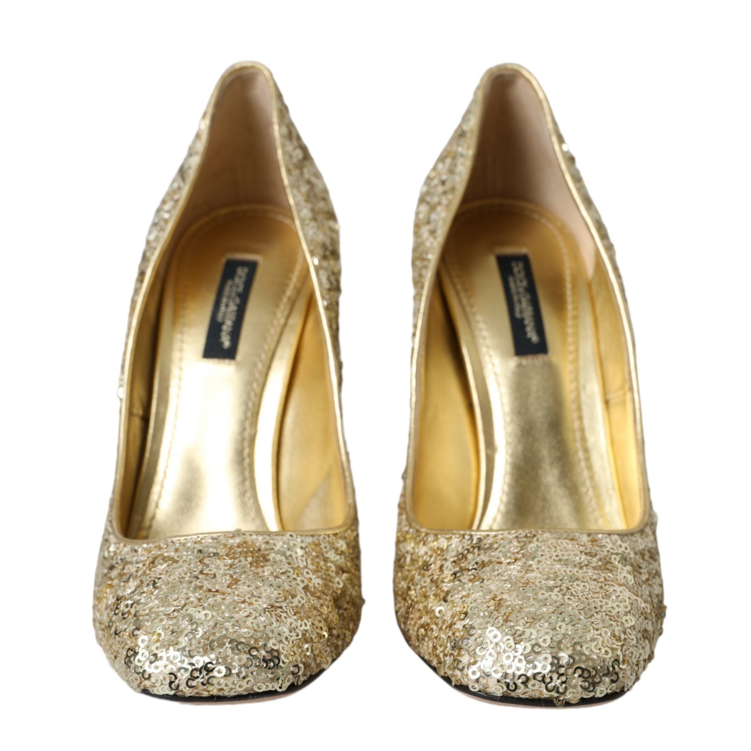Dolce & Gabbana Gold Sequin Crystal Heels