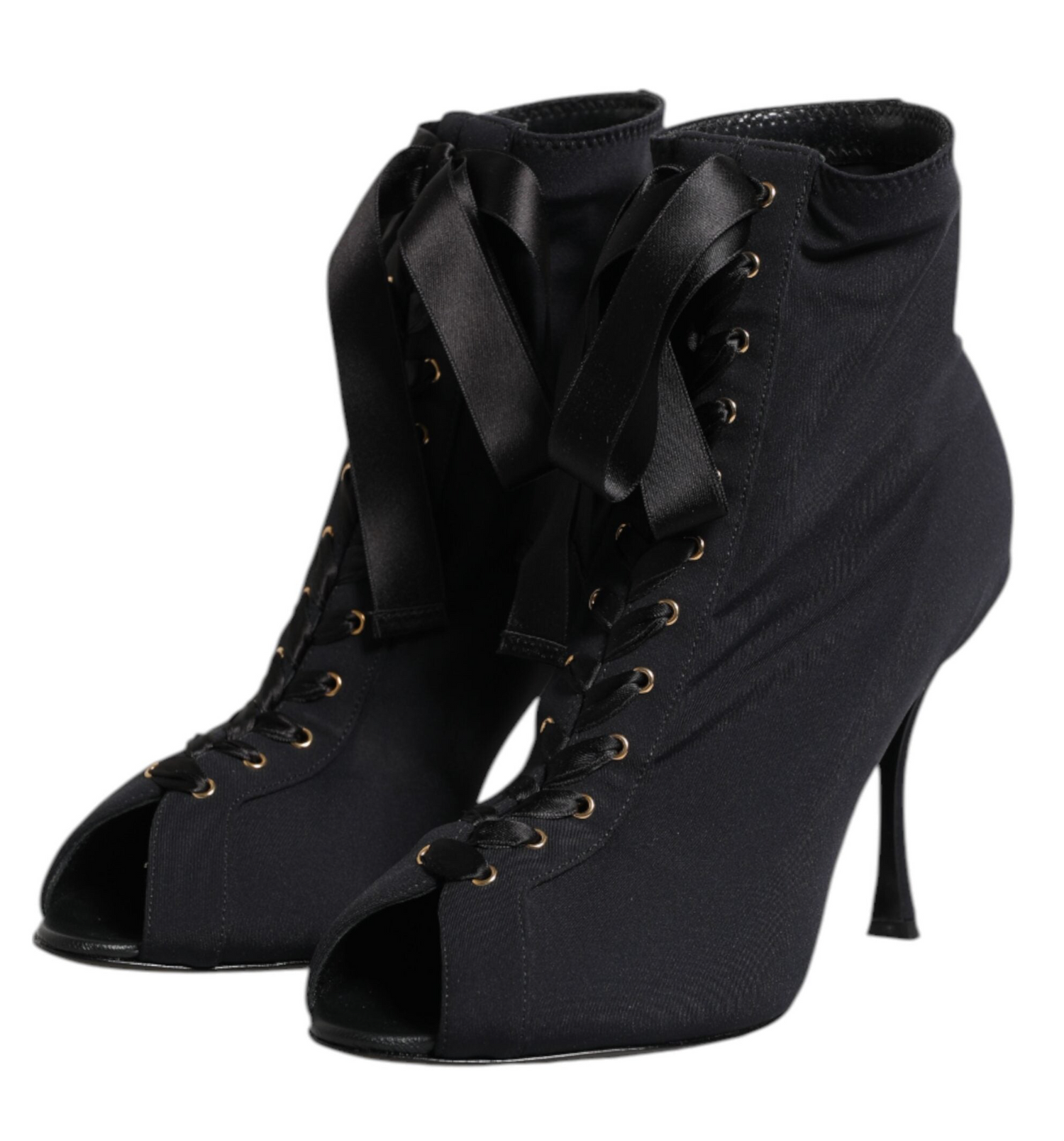 Dolce & Gabbana Black Stiletto Lace-Up Ankle Boots