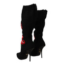 Dolce & Gabbana Elegant Boots with Red Roses Detail