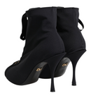 Dolce & Gabbana Black Stiletto Heels Lace Up Boots Shoes
